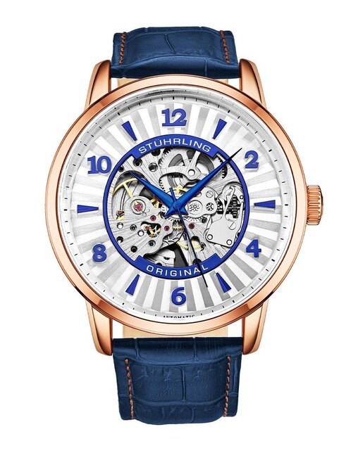 Stuhrling Original Orologio Meccanico Uomo 6053.33113 | Cassa 48mm Vetro Minerale | Impermeabile 30m | Cinturino Acciaio | Quadrante Bianco
