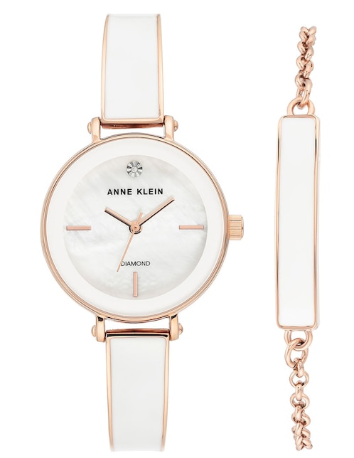 Reloj Anne Klein White And Gold para mujer Ak3620wtst