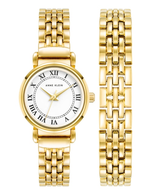 Box set reloj Anne Klein Gold Collection para mujer ak4144gpst