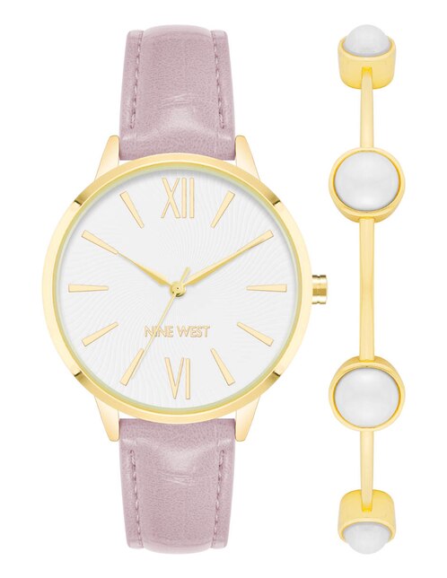 Reloj Nine West Leather - Gold Collection para mujer NW2840PKST
