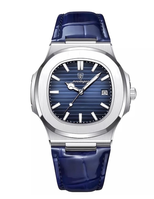 Reloj Poedagar para hombre ACERO AZUL PIEL