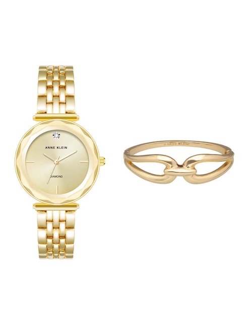 Box set reloj Anne Klein Gold Collection para mujer ak02724boxgb