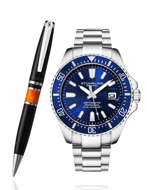 Reloj Stuhrling Aquadiver para hombre Set 3950A.2 & Pluma