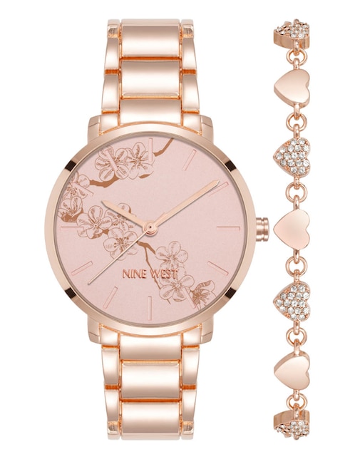 Box set reloj Nine West Rose Gold Collection para mujer NW3130RGST