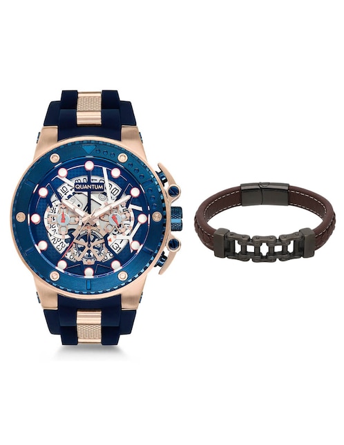 Box set reloj Quantum Blue Collection para hombre 
QTBOXRJ02