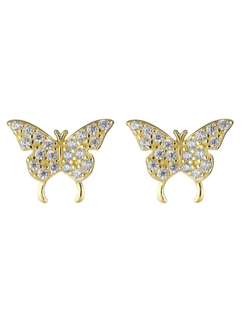 Broqueles de mariposa Enso de plata P 925 con acabado brillante zirconia cúbica