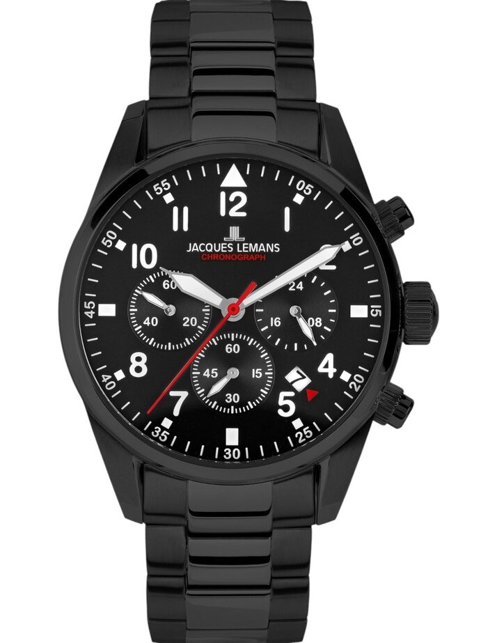 Jacques Lemans Orologio Uomo Sportivo 42-2D – Cronografo, Cassa Acciaio, Quadrante Blu, Vetro Minerale