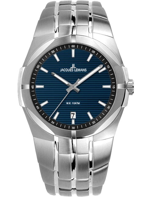 Orologio Cronografo Jacques Lemans 1-2099A – Uomo, Cinturino Pelle Nera, Cassa Acciaio 42 Mm, Vetro Minerale