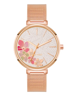 Reloj Nine West Rose Gold Collection Para Mujer Nw3000flrg