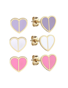 Set de aretes de corazón Enso con acabado brillante