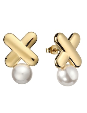 Broqueles de letra x Enso con acabado brillante perla
