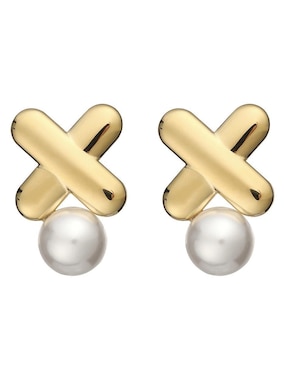Broqueles de letra x Enso con acabado brillante perla