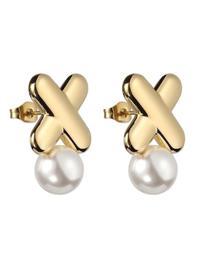 Broqueles de letra x Enso con acabado brillante perla