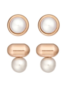 Set de aretes Enso con acabado brillante perla