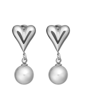 Aretes de corazón Enso con acabado brillante perla