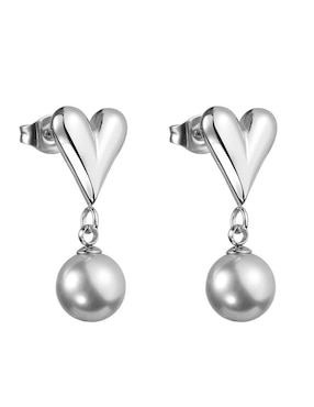 Aretes de corazón Enso con acabado brillante perla