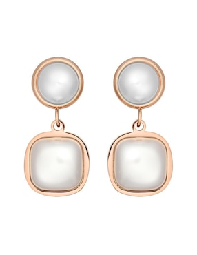Aretes cuadrados Enso con acabado brillante perla