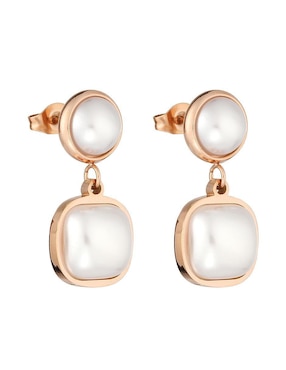 Aretes cuadrados Enso con acabado brillante perla