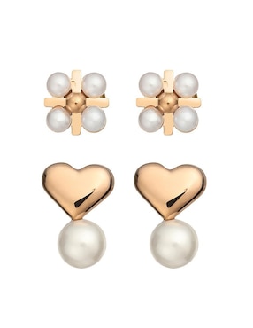 Set de aretes Enso con acabado brillante perla