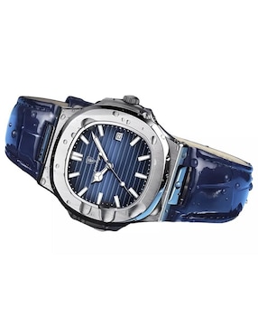 Reloj Poedagar para hombre ACERO AZUL PIEL