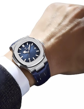 Reloj Poedagar para hombre ACERO AZUL PIEL