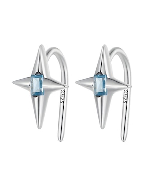 Aretes Cortos De Estrella Ame Jewerly Collection De Plata P 925 Acabado Brillante Zirconia