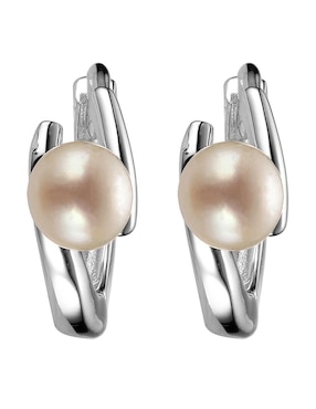 Arracadas Circulares Enso Silver Earrings De Plata P925 Con Acabado Pulido Perla