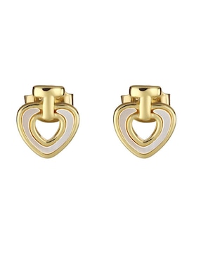 Broqueles De Corazón Enso Gold Earrings De Plata P925 Con Acabado Pulido Resina