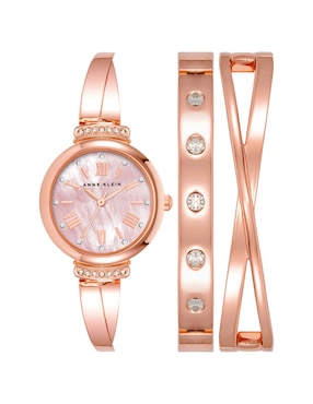 Box Set Reloj Anne Klein Rose Gold Collection Para Mujer AK2244BHST