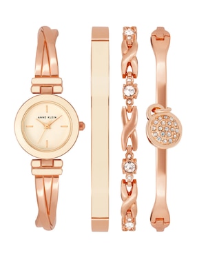 Box Set Reloj Anne Klein Rose Gold Collection Para Mujer AK3284LPTS