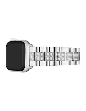 Correa smartwatch para reloj Apple de acero con logo de la marca en lado izquierdo
