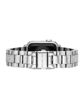 Correa smartwatch para reloj Apple de acero con logo de la marca en lado izquierdo