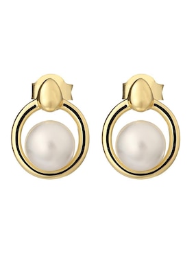 Broqueles De Pera Enso Gold Earrings De Plata P925 Con Acabado Pulido Zirconia Cúbica