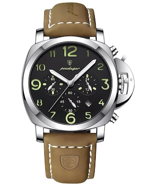 Reloj Poedagar para hombre Piel cacatula Negra