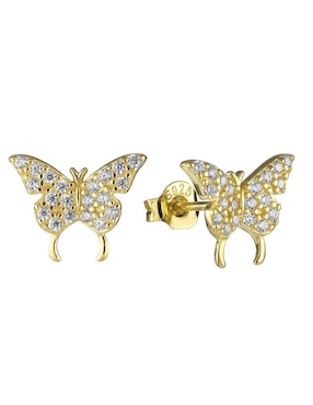 Broqueles de mariposa Enso de plata P 925 con acabado brillante zirconia cúbica