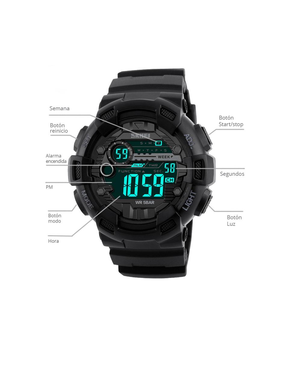 Reloj pulsera Skmei 1243 de cuerpo color negro, digital, para