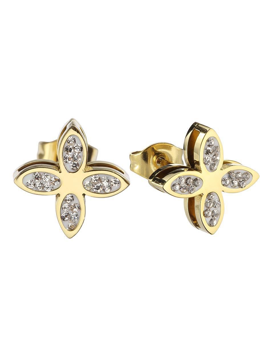 Broqueles de flor con acabado brillante zirconia 2