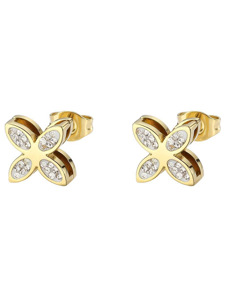 Broqueles de flor con acabado brillante zirconia 3