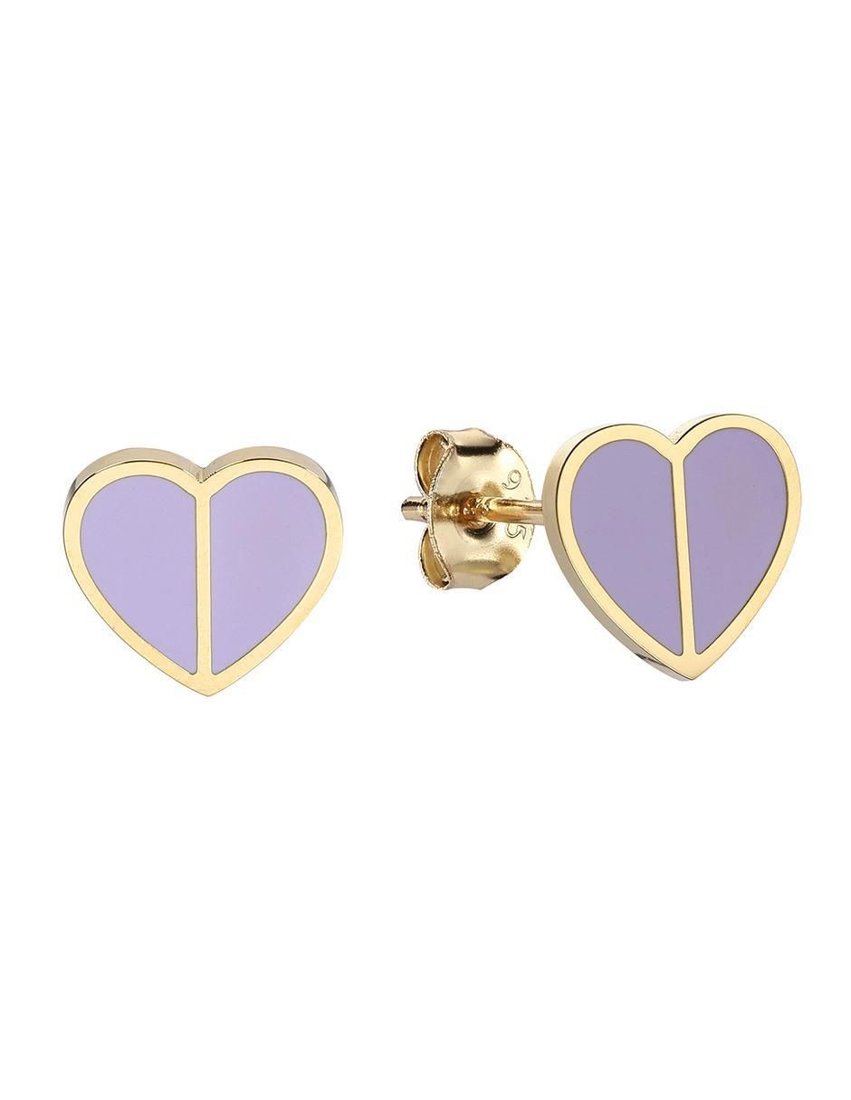 Set de aretes de corazón con acabado brillante 4