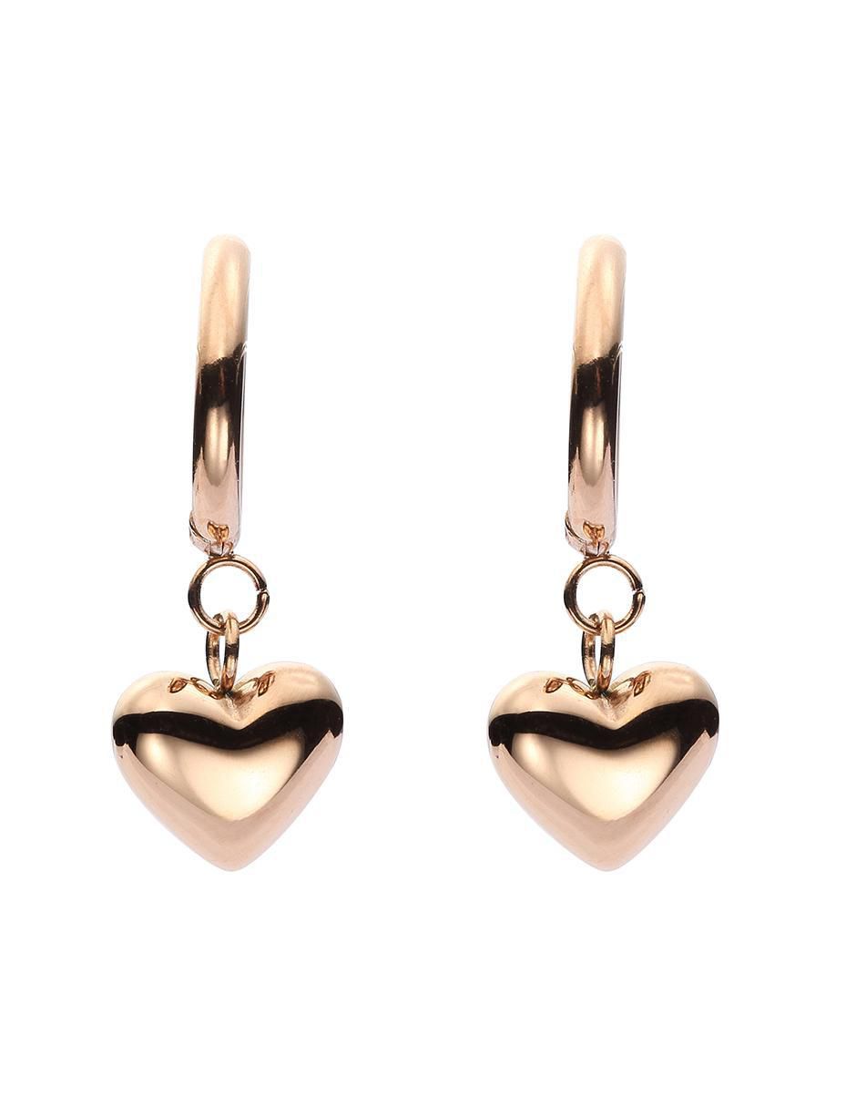 Aretes de corazón con acabado brillante 2