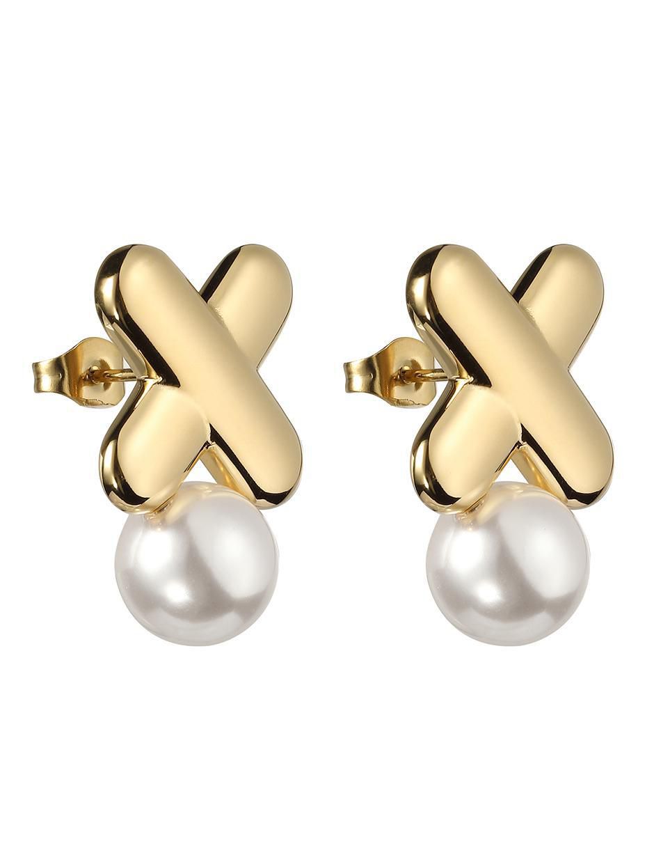 Broqueles de letra x con acabado brillante perla 3