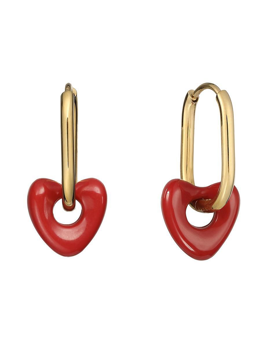 Aretes de corazón con acabado brillante resina