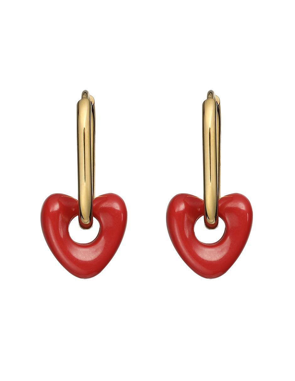 Aretes de corazón con acabado brillante resina 2