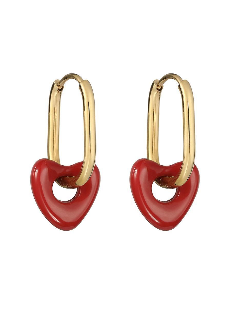 Aretes de corazón con acabado brillante resina 3
