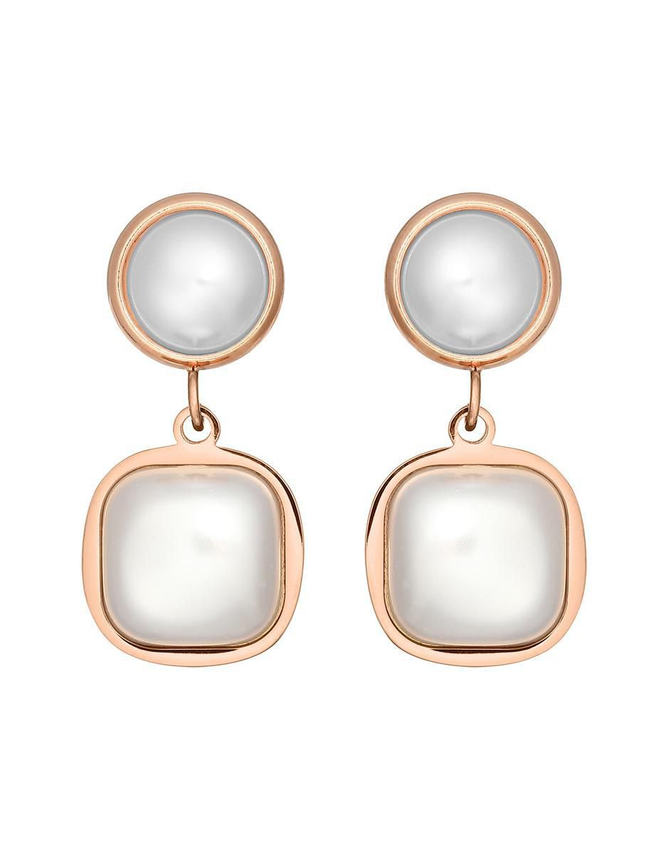 Aretes cuadrados con acabado brillante perla 2