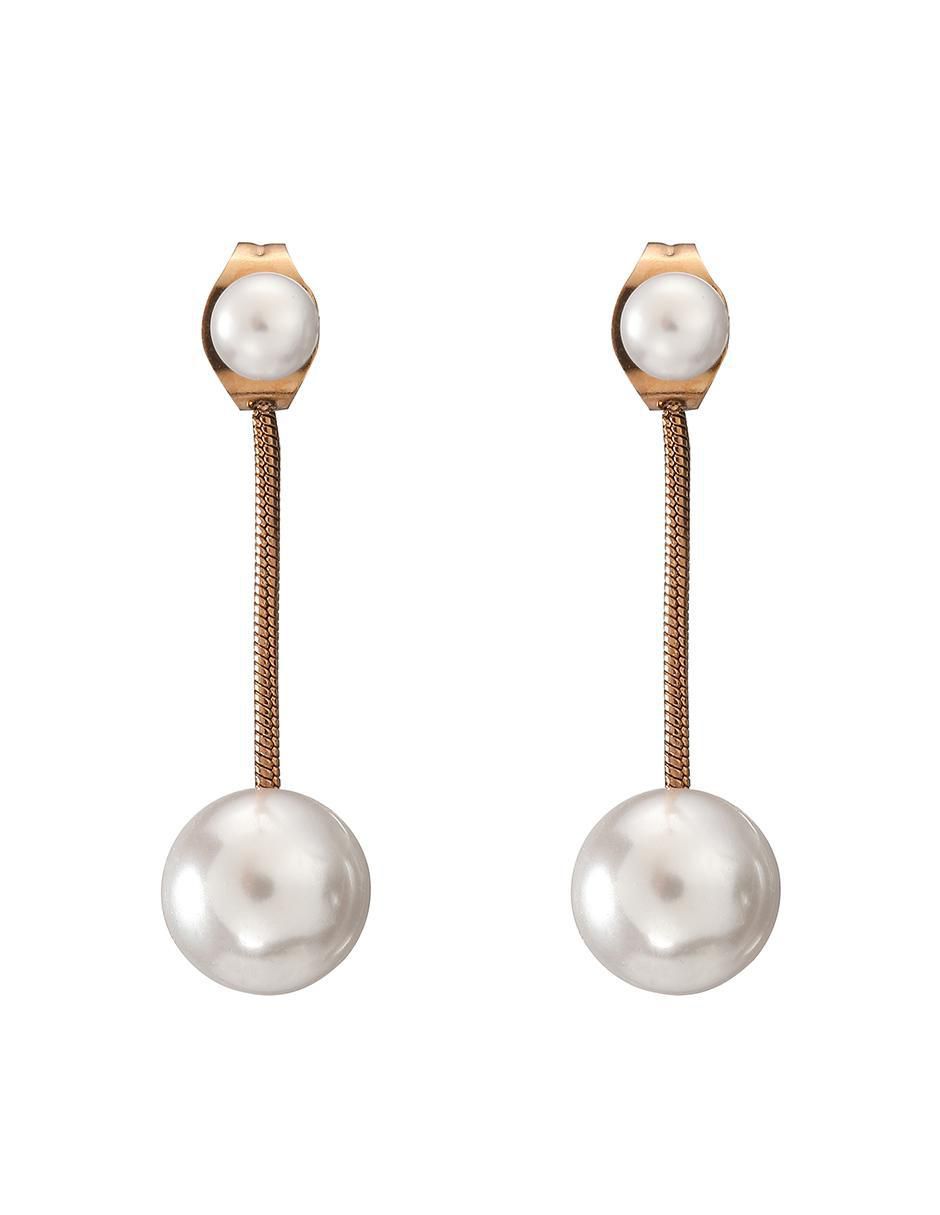 Aretes de esfera con acabado brillante perla 2