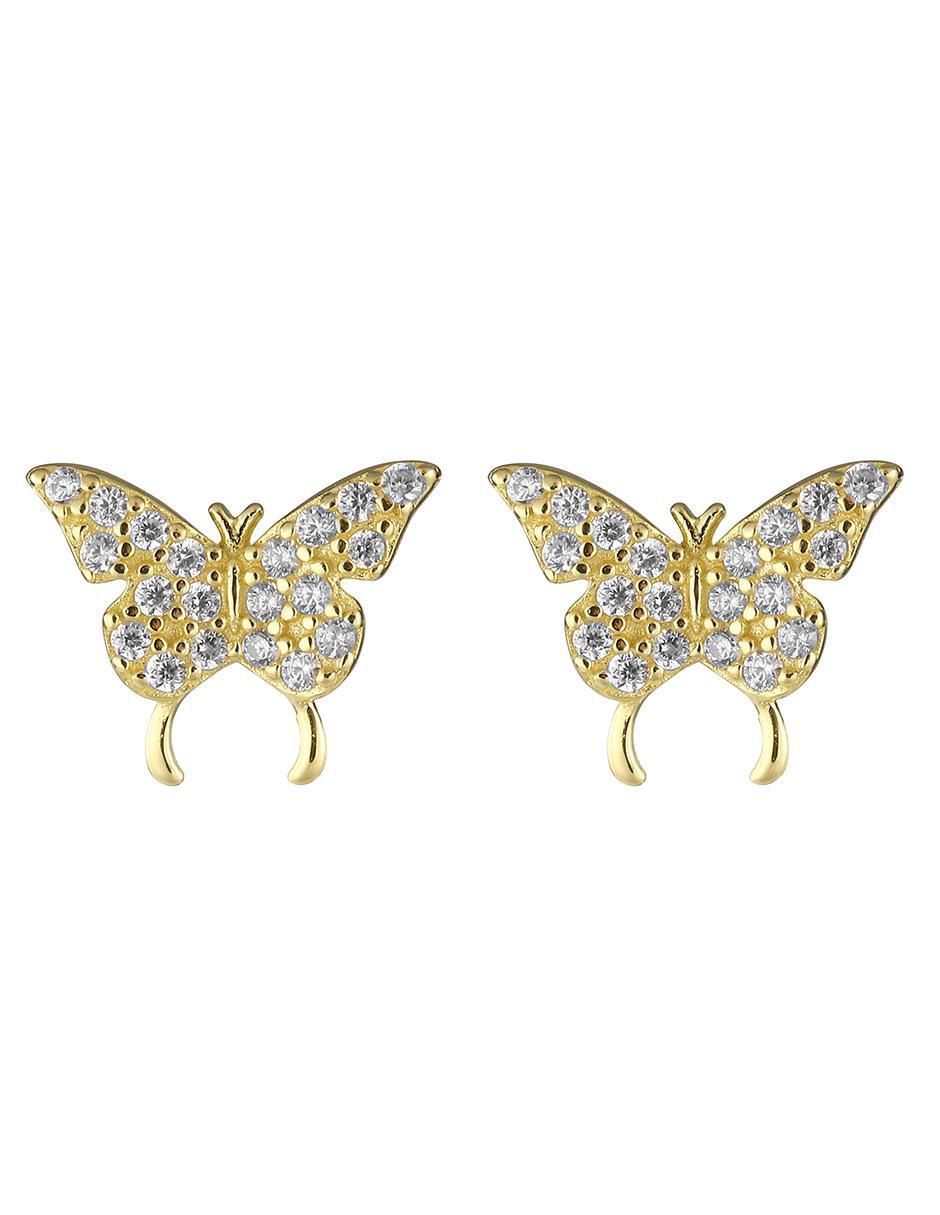 Broqueles de mariposa de plata P 925 con acabado brillante zirconia cúbica Broqueles de mariposa de plata P 925 con acabado brillante zirconia cúbica