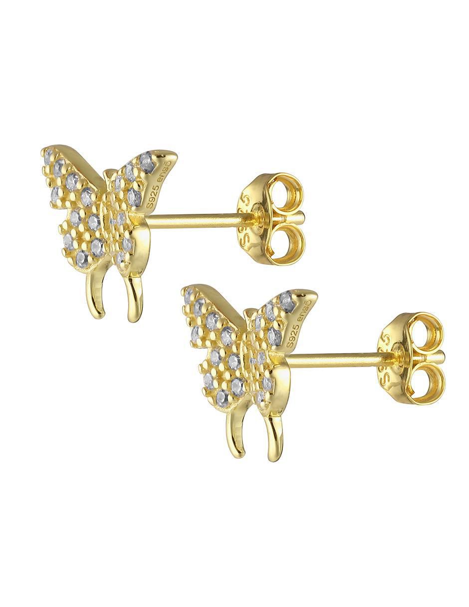 Broqueles de mariposa de plata P 925 con acabado brillante zirconia cúbica 2