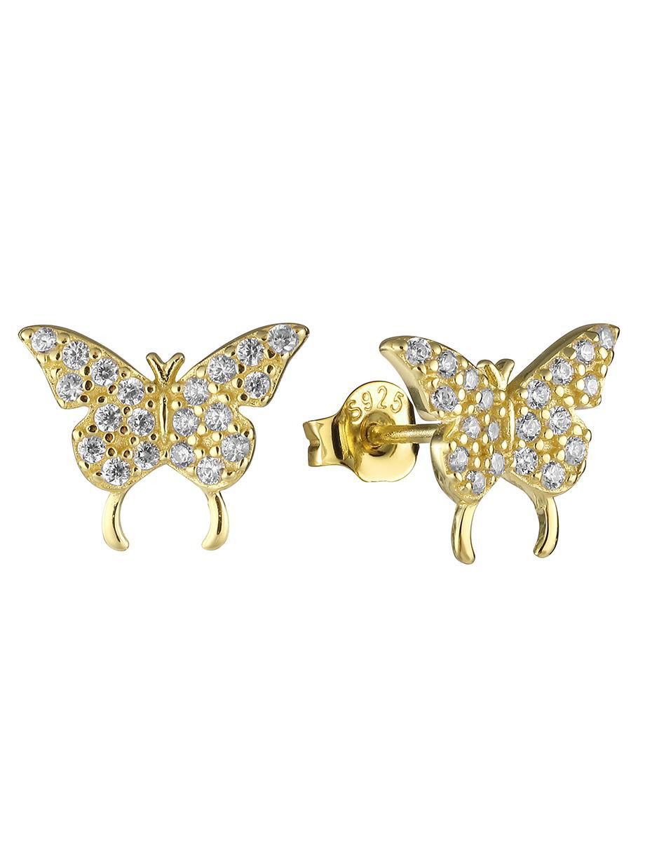 Broqueles de mariposa de plata P 925 con acabado brillante zirconia cúbica 3