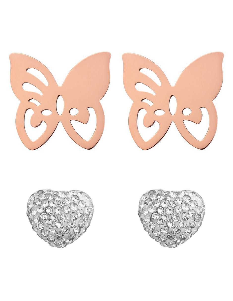 Set de aretes con acabado pulido zirconia